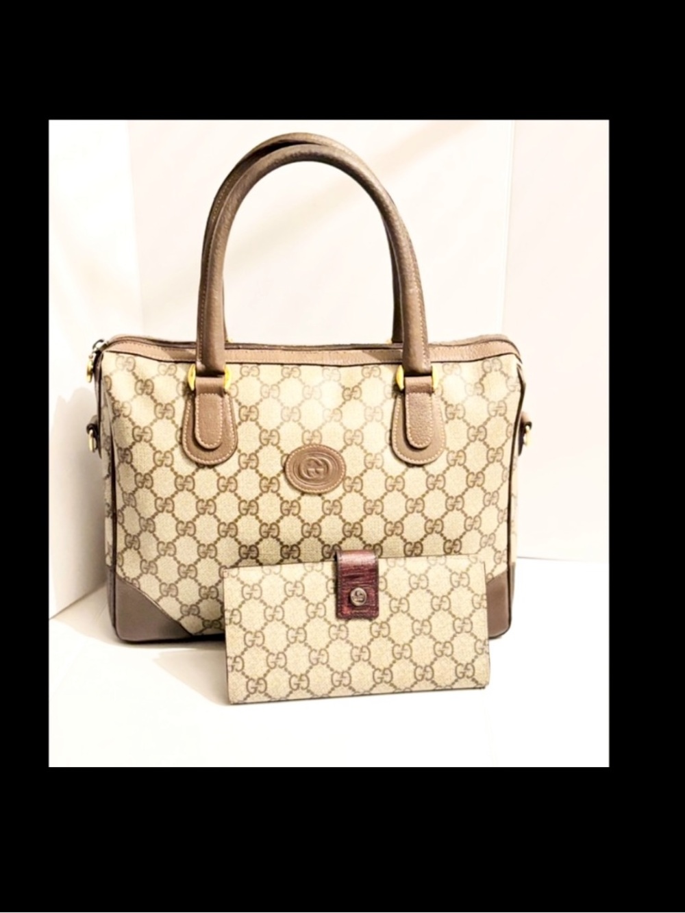 Gucci Beige GG Canvas Satchel with Green-Red Web Strap